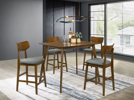Aston - 5 Piece Counter Height Dining Set With Bent Backs And Upholstered Seats - Walnut
