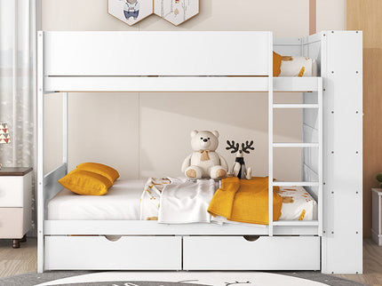 Bunk Bed With 2 Drawers And Multi Layer Cabinet