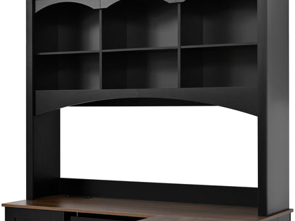 Space Saving L-Shaped Computer Desk With Keyboard Tray & Charging Stations