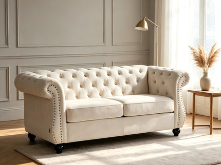 Chesterfield Button Tufted Loveseat With Rolled Arms