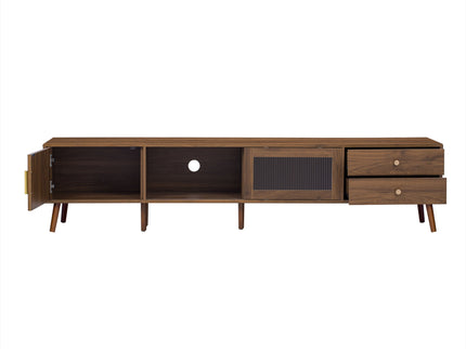 Doors TV Stand For TVs Up To 85", Entertainment Center With Storage Cabinets, TV Media Console Table For Living Room - Natural