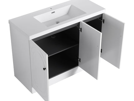 Contemporary Freestanding Bathroom Vanity With Resin Sink & Soft-Close Cabinet Doors