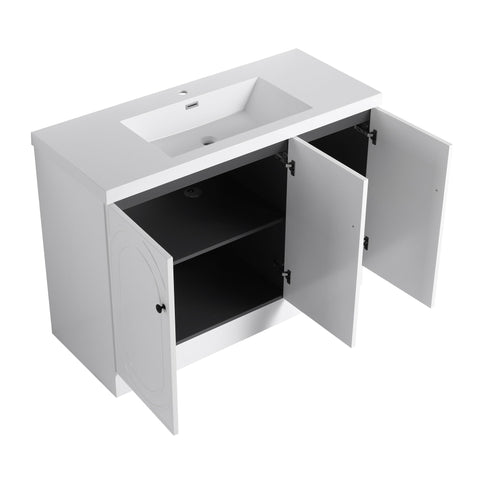 Contemporary Freestanding Bathroom Vanity With Resin Sink & Soft-Close Cabinet Doors