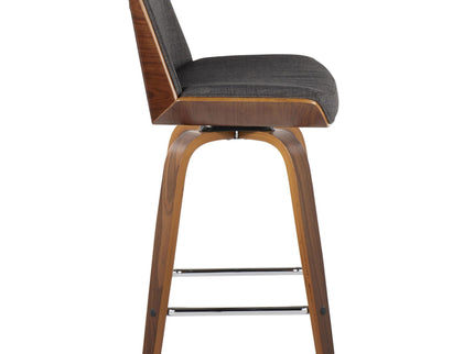 Corazza - Mid Century Modern Fixed Height Counter Stool With Swivel With Square Footrest (Set of 2)