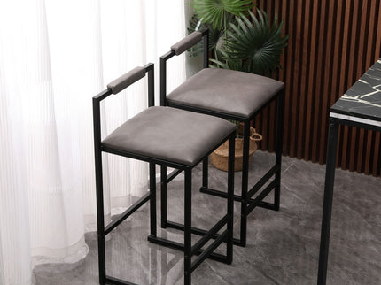 Elegant Bar Stool Set With Backrest And Footrest, Counter Height (Set of 2)