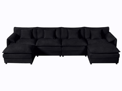 Modern Comfy Deep Seat Modular Sectional Sofa Cloud Couch With Ottoman