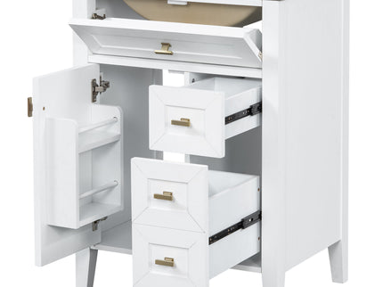 Bathroom Vanity With Sink, 3 Drawers & Cabinet With 2 Tier Door Storage Rack, Soft Close Doors & Drawers