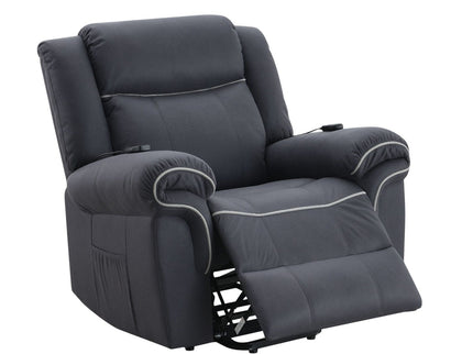Domana - Polished Microfiber Power Nirion Recliner With Lift Heating Massage Chair - Dark Blue