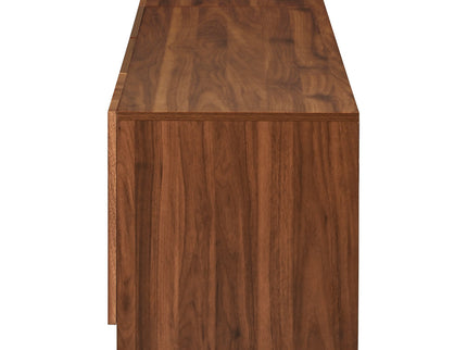 TV Stand, Media Console With Glass Doors And LED Lights, Adjustable Shelf Storage - Walnut