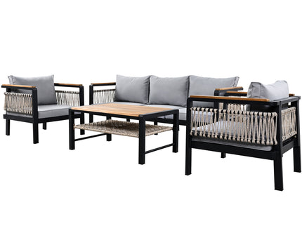 4 Pieces Outdoor Sectional Sofa Set 5 Person Patio Seating Group Outdoor Conversation Set With Cushions And A Coffee Table For Patios