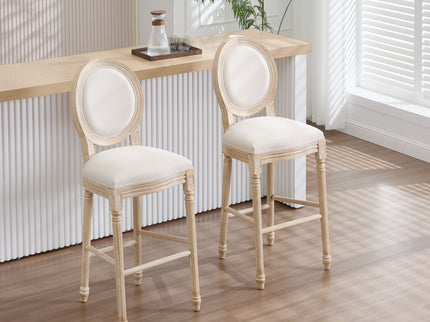 French Country Bar Chairs & Round Back (Set of 2)