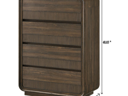 Flair Rounded Edges 1 Piece Chest, 5 Drawer Storage Bedroom Furniture - Brown