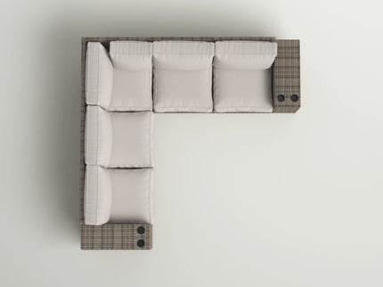 Wide Outdoor Wicker Patio Sectional With Cushions & Reversible Design - Gray