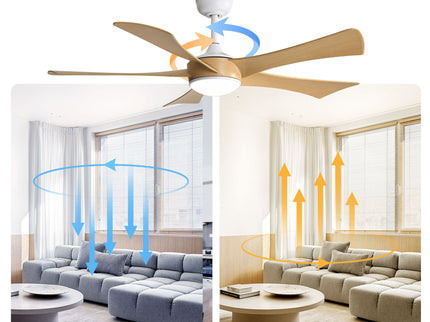 52" Ceiling Fan With 22W LED Light And Remote Control, 50 / 10 / 24 Downrod - White