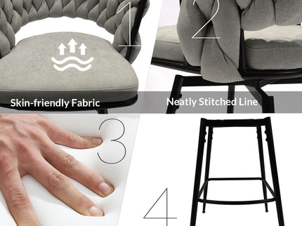 Bar Stool 360 Swivel With Back Footrest