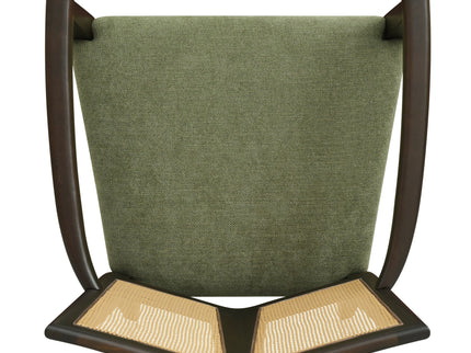 Mid Century Modern Arm Dining Chair Set With Rattan Backrest