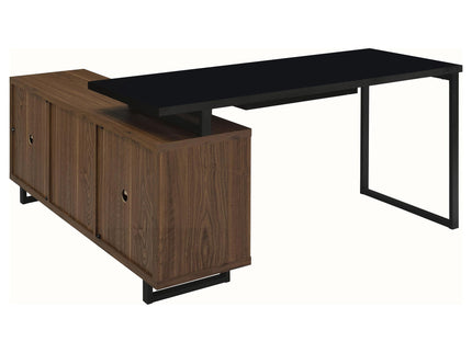 Rodger - L Shape Office Desk With Storage, Workstation For Home Or Office - Walnut