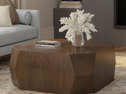 Eisley - Coffee Table With Geometric Design, - Walnut