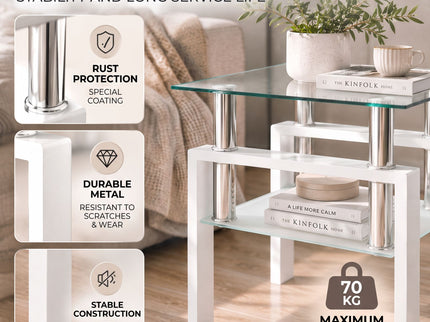Modern Tempered Glass Tea Table, End Square Table For Living Room