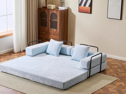 Convertible Floor Sofa Bed With Pillow Back Support Armrest