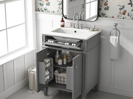 Bathroom Vanity With 2 Doors And Tip Out Drawer, Soft Closing Hinges