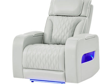 Julian - Power Recliner With Power Headrest And LED Lighting - Silver