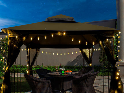 Patio Gazebo Tent With Ventilated Double Roof And Mosquito Net