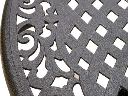 Tranquilius - Outdoor Round Dining Table With Lattice Tabletop, Umbrella Hole And Curved Legs