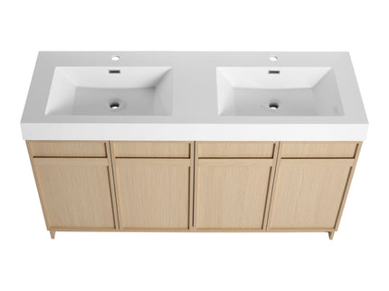 Freestanding Bathroom Vanity With Resin Sink & Soft Close Cabinet Doors