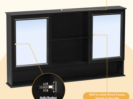 Double Sink Bathroom Vanity Set With Wall Mount Mirror Cabinet