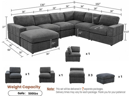 Modular Sectional Sofa, Reversible Set