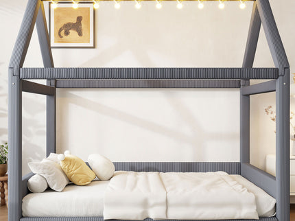 Upholstered House Style Daybed With LED Light Strips