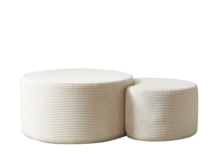 Modern Upholstered Round Coffee Table For Living Room (Set of 2)
