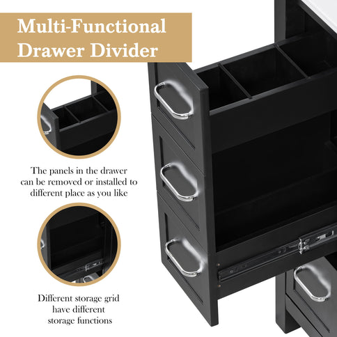 Bathroom Vanity With Sink Top, Bathroom Vanity Cabinet With 2 Doors And 2 Drawers, Open Shelf