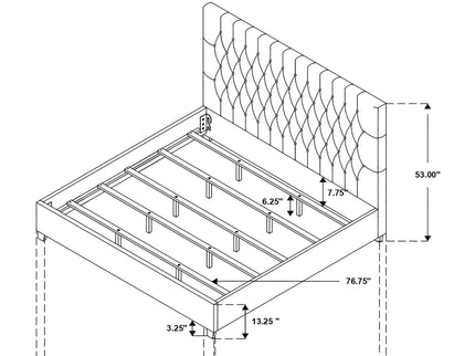 Copper - Eastern King Panel Bed With Tufted Design - Oatmeal