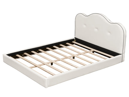 Upholstered Platform Bed With Sturdy Frame And Headboard
