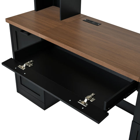 Farmhouse Computer Desk With Hutch