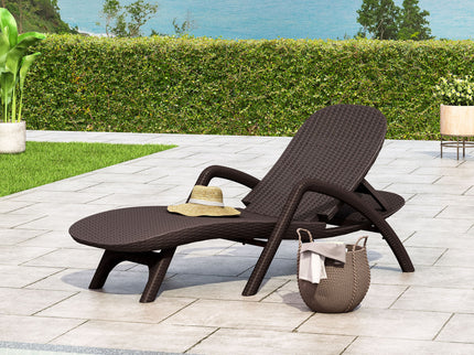Polypropylene Resin Chaise Lounge With Hand Crafted Details - Dark Brown