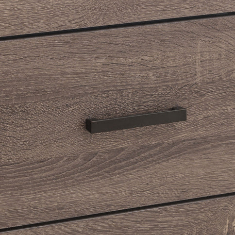 Sher - 4 Piece Queen Bedroom Set With Platform Bed, Nightstand, Dresser & Mirror - Oak