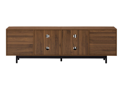 TV Stand For TVs, Entertainment Center With Closed Storage & Cable Management, Soft Closing Hinges - Walnut