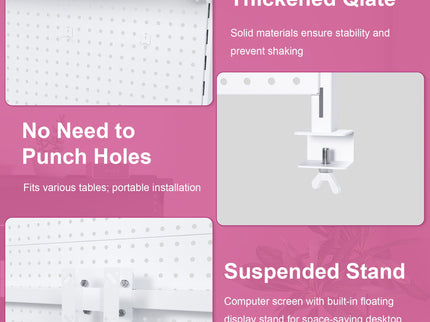 Clamp On Desk Pegboard With Single Monitor Stand