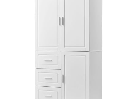 Tall Wide Storage Cabinet With Doors, 3 Drawers