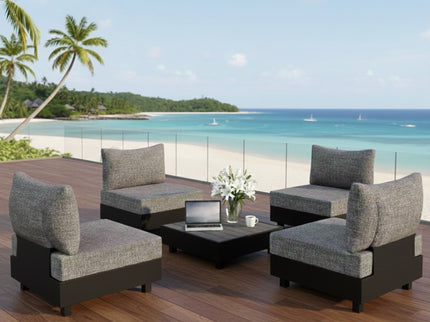 Patio Sectional Set With Modular Armless Chairs And Coffee Table - Gray