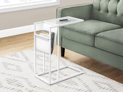 Accent Table, C - Shaped, Contemporary And Modern - White