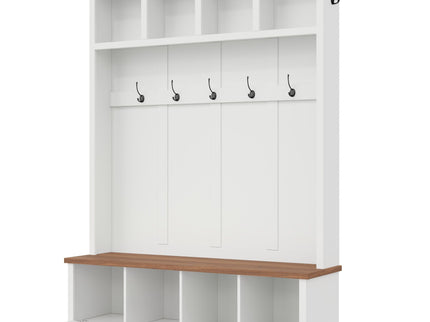 Hall Tree With Storage Bench Mudroom Coat Rack With 6 Hooks