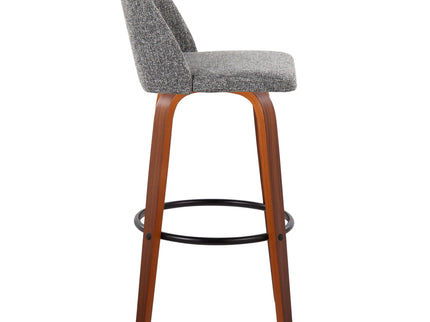 Toriano - Mid Century Modern Fixed Height Barstool Swivel And Round Footrest (Set of 2)