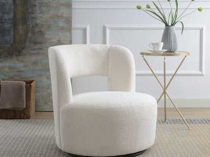 Swivel Comfy Round Barrel Chair With Soft Teddy Fabric For Living Room