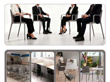 4 Piece Stackable Single Chairs With Vertical Stripe Design For All Weather
