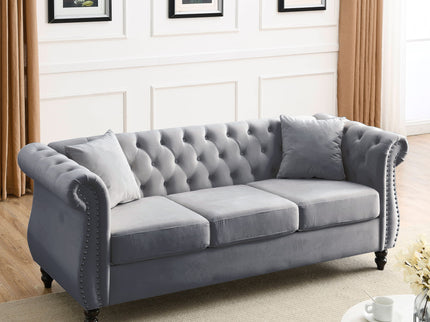 Chesterfield Sofa With Rolled Arms And Nailhead Trim
