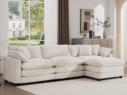 Modern Oversized Modular Cushion Sofa With Ottoman, Low Back, Deep Seating Sofa Set